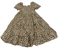 Hnědo-béžovo-černé šaty s leopardím vzorem Lindex