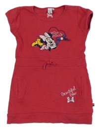 Malinové bavlnené šaty s Minnie Disney