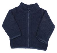 Tmavomodrá huňatá propínací mikina Primark
