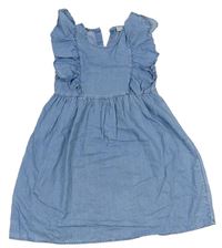 Modré rifľové šaty s volánikmi Matalan