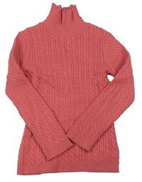 Ružový vzorovaný sveter s rolákom George