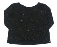 Čierne crop tričko so trblietkami H&M