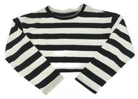 Černo-bílé pruhované crop triko Shein