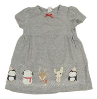 Sivé melírované šaty so zvieratkami H&M