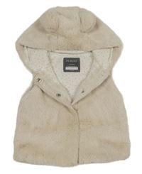 Smotanová chlpatá podšitá vesta s kapucňou Primark