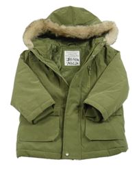 Khaki šušťáková zateplená parka s kapucňou zn. Primark