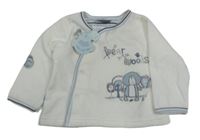 Nové - Bielo-modrá zamatová prepínaci mikina s medvedíkom Rock a Bye Baby