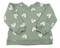 Khaki prešívaná mikina so srdiečkami H&M