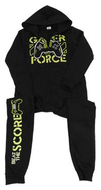 Čierna tepláková kombinéza s joystickem a kapucňou Chapter Young