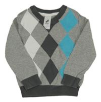 Sivo-modro-biely károvaný sveter C&A