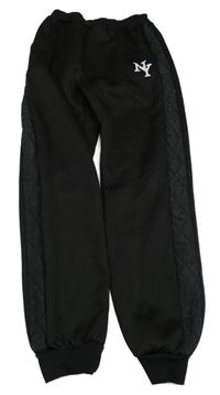 Černé zateplené kalhoty s potiskem Shein