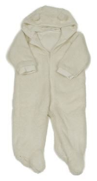 Bílá kožešinová podšitá kombinéza s kapucí F&F