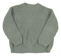 Modrošedý žinylkový ažurový sveter F&F