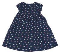 Tmavomodré bavlnené šaty s koníky Topolino