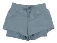 Svetlomodré šušťákové dvojité športové kraťasy H&M