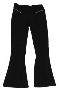 Čierne flare legíny so zipy Dunnes
