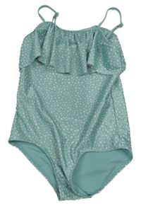 Mátové vzorované jednodílné plavky s volánkem H&M