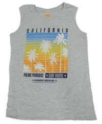 Sivé melírované tielko s palmami Pocopiano