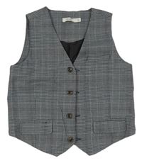 Šedo-černo-hnědá kostkovaná slavnostní vesta Name it