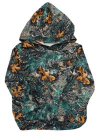 Farebná vzorovaná mikina s listami a kapucňou