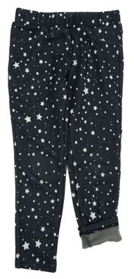 Tmavomodré zateplené legíny s hvězdičkami Topo