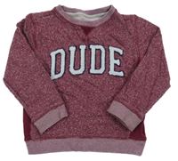 Tmavoružová melírovaná mikina s nápisom Mothercare