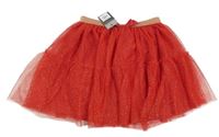 Nové - Červená tylová sukňa so zlatým pasom Primark
