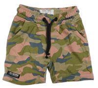 Khaki-růžovo-tmavomodré army teplákové kraťasy Next