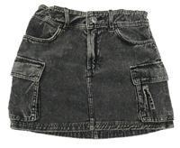 Sivá tepláková rifľová cargo sukňa H&M