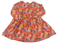 Korálové šaty s kvietkami a motýlikmi John Lewis