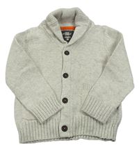 Světlešedý melírovaný vlněný propínací svetr H&M