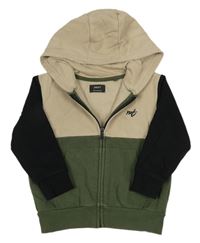 Béžovo-kaki-čierna prepínaci mikina s kapucňou zn. Next