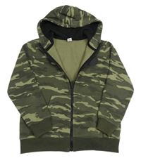 Khaki army prepínaci mikina s nášivkou a kapucňou dopodopo