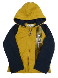 Okrovo-tmavomodrá prepínaci mikina s logom a kapucňou zn. Ben Sherman
