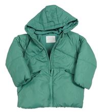 Zelená prešívaná šušťáková zimná bunda s kapucňou zn. PRIMARK