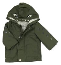 Tmavokhaki nepromokavá jarná bunda s kapucí - žralok George