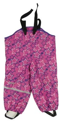 Růžovo-fialové nepromokavé laclové podšité kalhoty s hvězdičkami CareTec