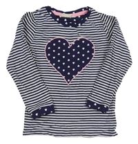 Tmavomodro-bílé pruhované triko se srdíčky Kids