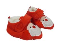 Červené plyšové zateplené vánoční bačkory - Santa George vel. 19