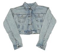 Světlemodro-biela plesňová rifľová crop bunda PRIMARK