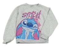 Světlešedá melírovaná teplá mikina se Stitchem PRIMARK