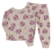 Světlepudrové fleecové pyžama s prasátky s vánočním motívom M&S