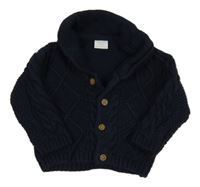 Tmavomodrý vzorovaný propínací svetr Next