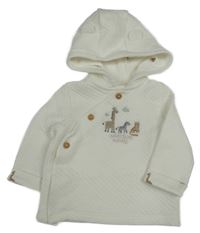 Biela vzorovaná prepínaci mikina so zvieratkami a kapucňou s uškami F&F