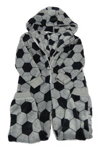 Sivo-čierna vzorovaná melírovaná plyšová kombinéza s kapucňou M&S