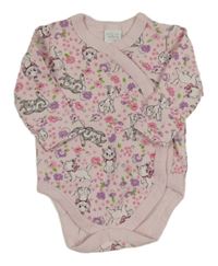 Světlerůžové žebrované zavinovací body s Disney zvířátky Disney