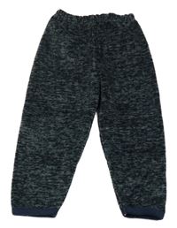 Šedo-tmavošedo-černé melírované plyšové teplé tepláky