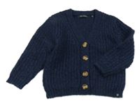 Tmavomodrý melírovaný rebrovaný vlnený prepínaci sveter Marc O'Polo