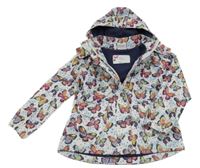 Bílá puntíkatá nepromokavá jarní bunda s motýlky a kapucí Topolino