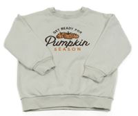 Smotanová oversize mikina s dýněmi a nápismi F&F